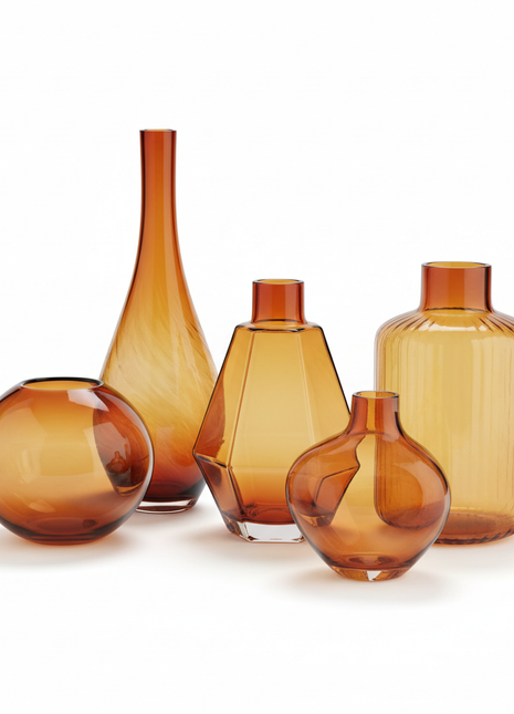 Amber Glass Vase Set