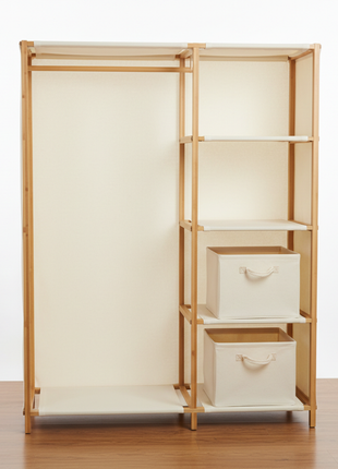 Bamboo & Canvas Wardrobe Storage Organizer
