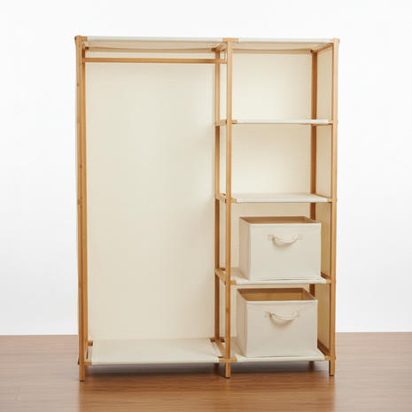 Bamboo & Canvas Wardrobe Storage Organizer