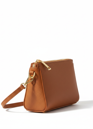 Cognac Leather Wristlet Purse