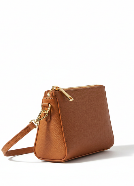 Cognac Leather Wristlet Purse