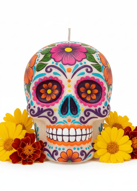 Day of the Dead Sugar Skull Candle