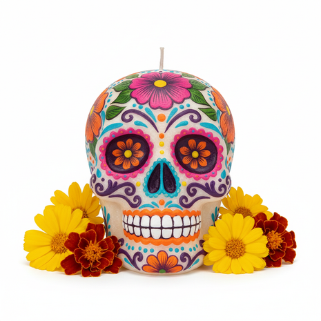 Day of the Dead Sugar Skull Candle