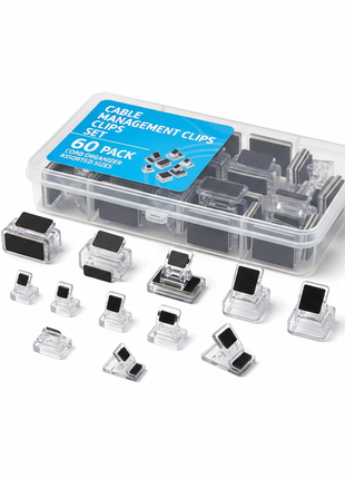 Cable Management Clips Set – 60-Pack Cord Organizer