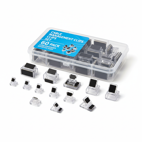 Cable Management Clips Set – 60-Pack Cord Organizer