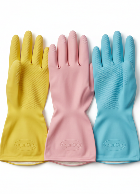 Premium Rubber Cleaning Gloves - 3 Pair Set