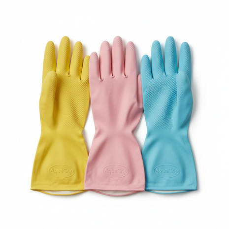 Premium Rubber Cleaning Gloves - 3 Pair Set