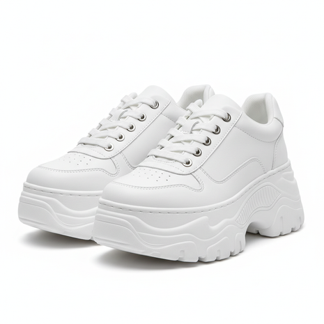 Women's White Chunky Platform Sneakers