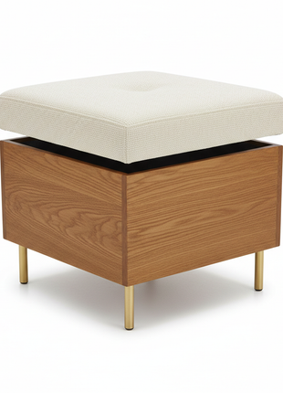 Storage Ottoman Cube - Upholstered with Brass Legs
