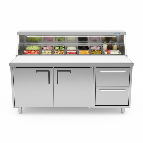 Refrigerated Prep Station - 48" Commercial Sandwich & Salad Prep Table