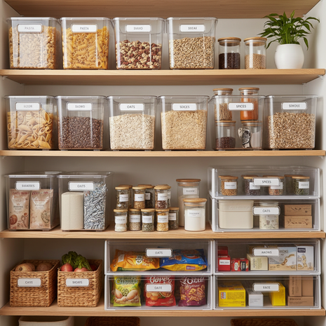Stackable Storage Bins Set of 3 - Clear Plastic Organizers