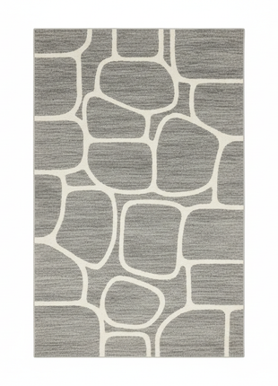 Scandinavian Modern Area Rug in soft gray and ivory