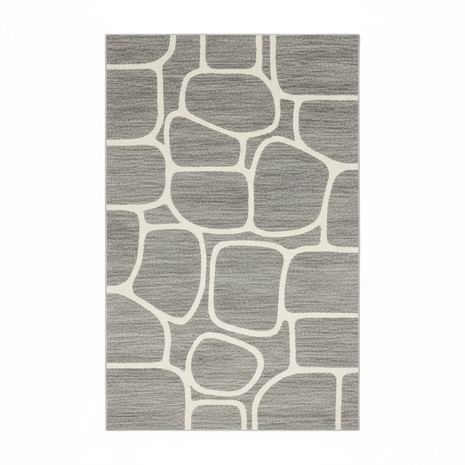 Scandinavian Modern Area Rug in soft gray and ivory