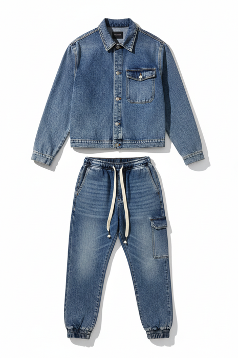 Indigo Denim Overshirt & Jogger Set