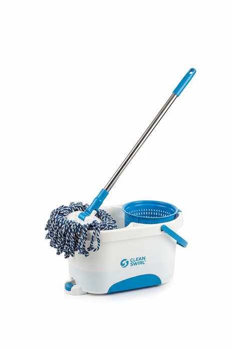 Spin mop with bucket and wringer microfiber mop head 360 degree rotation cleaning system