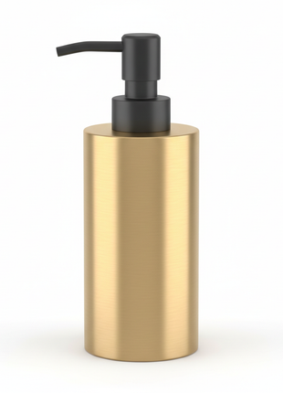 Brushed brass soap dispenser with matte black pump