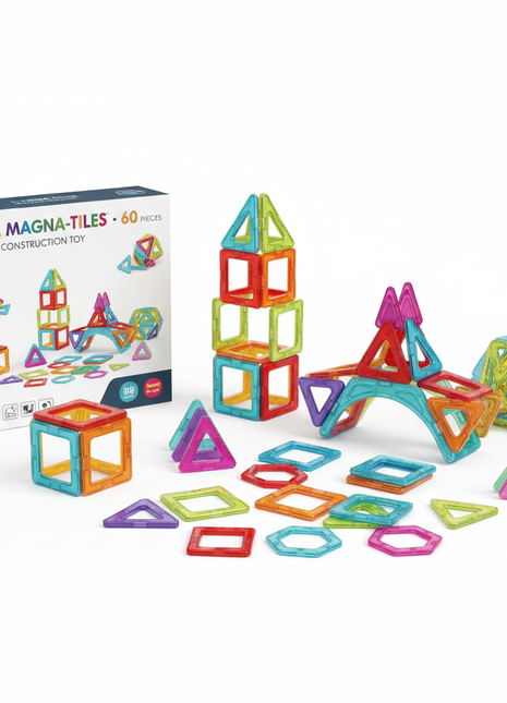 MagBuild 60-Piece Magnetic Tiles STEM Set