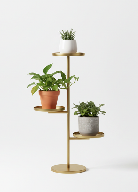 3-Tier Brass Plant Stand - Modern Multi-Level Display