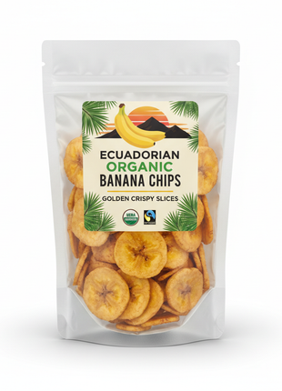 Ecuadorian organic banana chips crispy tropical snack bag