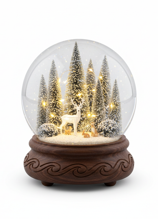 Enchanted Forest Snow Globe with Woodland Creatures