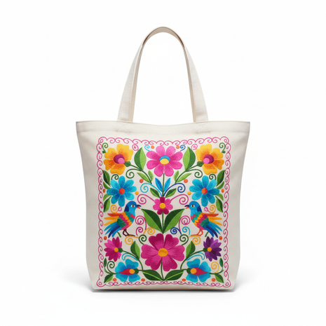 Embroidered Mexican Tote Bag – Oaxacan Floral Design