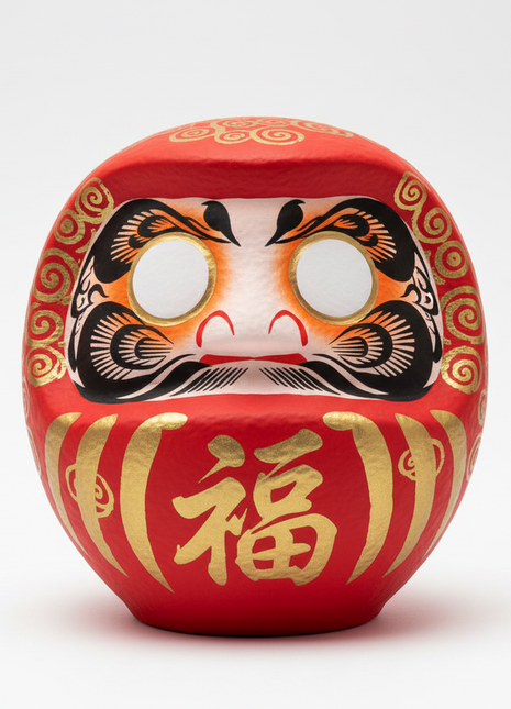 Traditional Japanese Daruma Doll — Red Good Luck Wish Doll