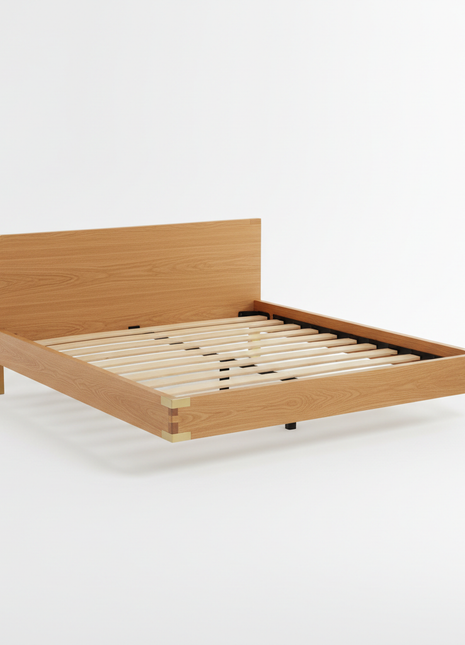 Modern Platform Bed Frame - Oak Finish