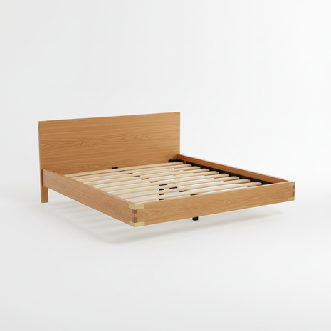 Modern Platform Bed Frame - Oak Finish
