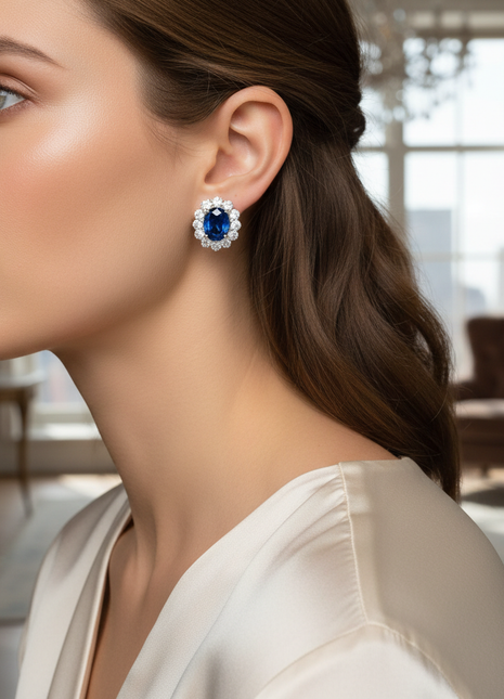 Sapphire Halo Stud Earrings