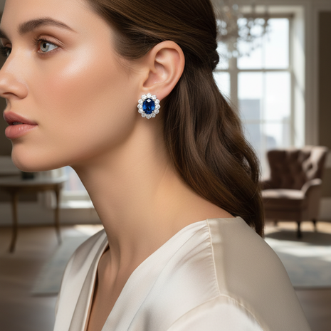 Sapphire Halo Stud Earrings