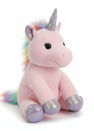 StarDream Plush Unicorn Stuffed Animal in pastel pink with rainbow mane