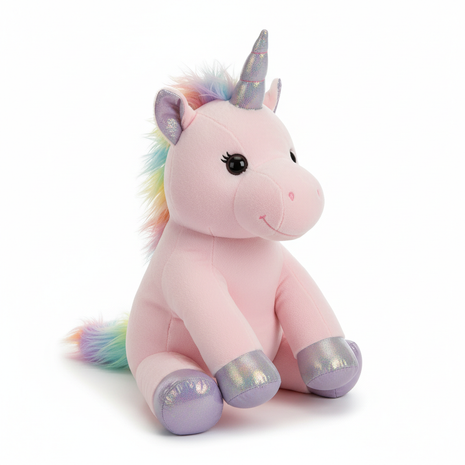 StarDream Plush Unicorn Stuffed Animal in pastel pink with rainbow mane