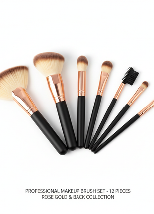 12-Piece Rose Gold Professional Makeup Brush Set