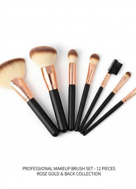 12-Piece Rose Gold Professional Makeup Brush Set