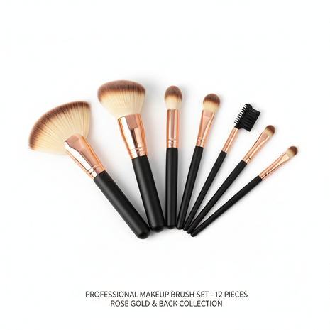 12-Piece Rose Gold Professional Makeup Brush Set