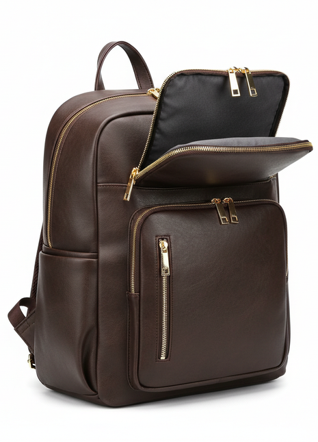 Faux Leather Laptop Backpack