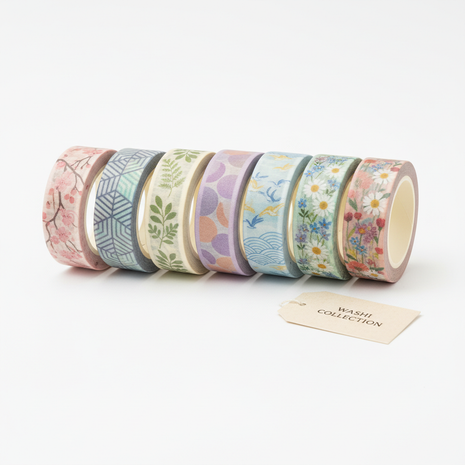 Japanese Washi Tape Collection — 6-Roll Floral & Nature Set
