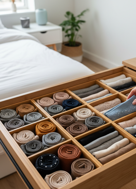 Adjustable Drawer Dividers Set of 4 - Bamboo Organizers