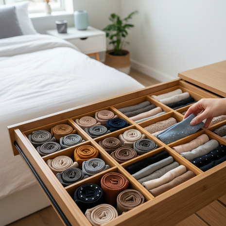 Adjustable Drawer Dividers Set of 4 - Bamboo Organizers