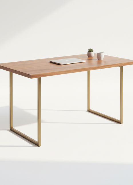 Executive Walnut Desk with Brass Legs