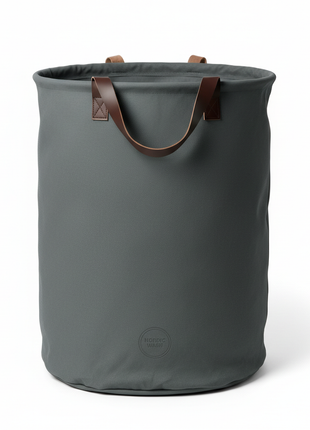 FoldEase 90L Collapsible Laundry Hamper in gray canvas