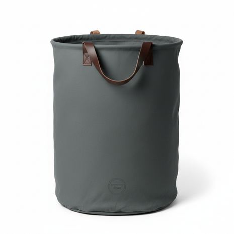 FoldEase 90L Collapsible Laundry Hamper in gray canvas
