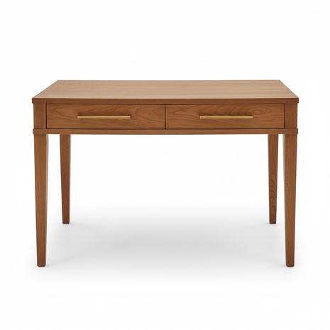 Oak Writing Desk with Brass Hardware - Home Office