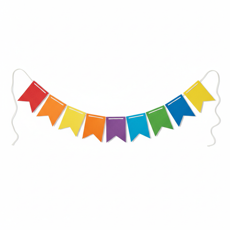Rainbow Paper Banner Bunting - Colorful Party Garland