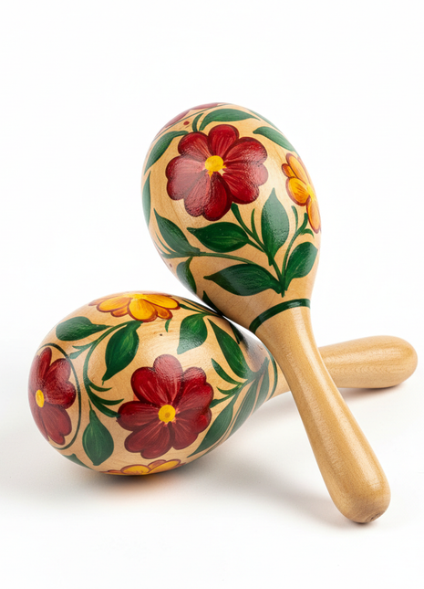 Latin Music Maracas Set – Handpainted Wooden Pair