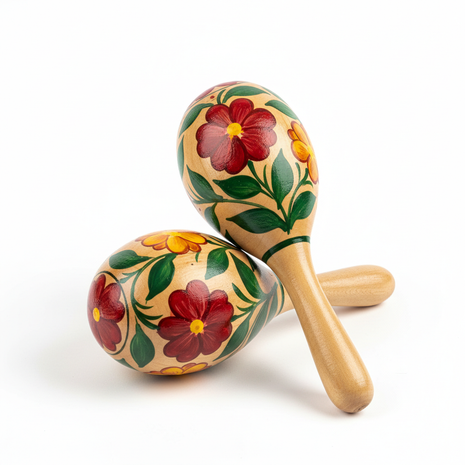 Latin Music Maracas Set – Handpainted Wooden Pair