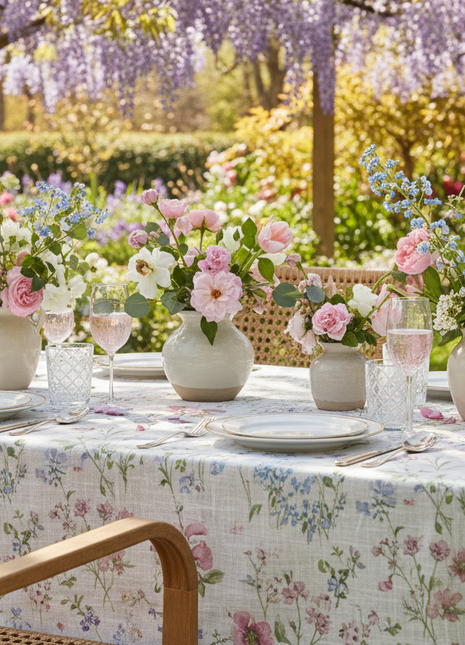 Floral Linen Tablecloth
