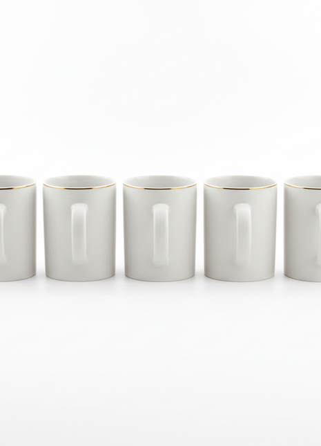 White & Gold Rim Ceramic Mug Set