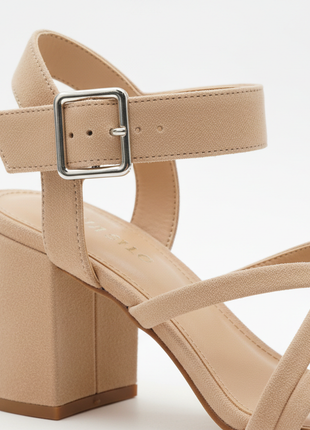 Nude Strappy Block Heel Sandals
