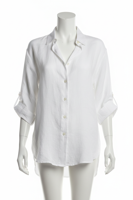 Classic White Linen Button-Down Blouse